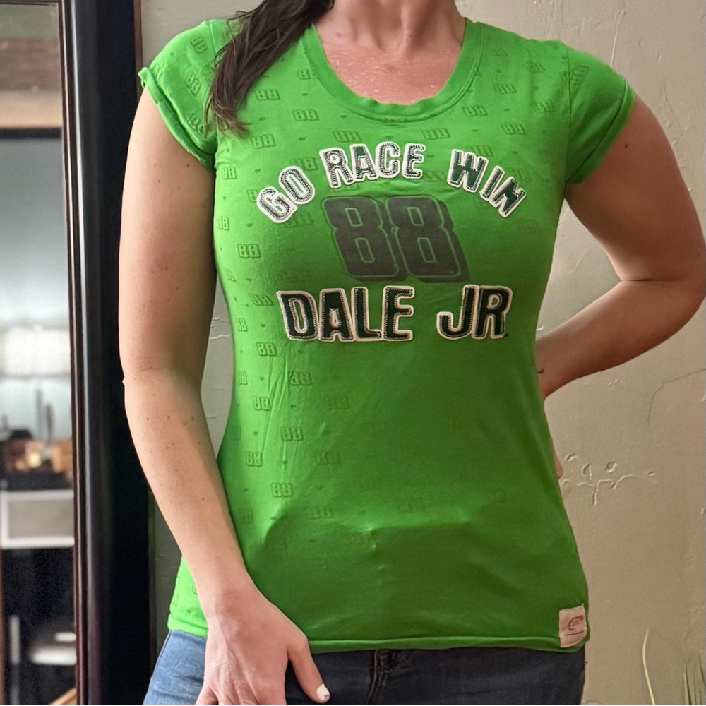 NASCAR Chase Authentics Green Dale Earnhardt Jr 88 Women's Short Sleeve Tee